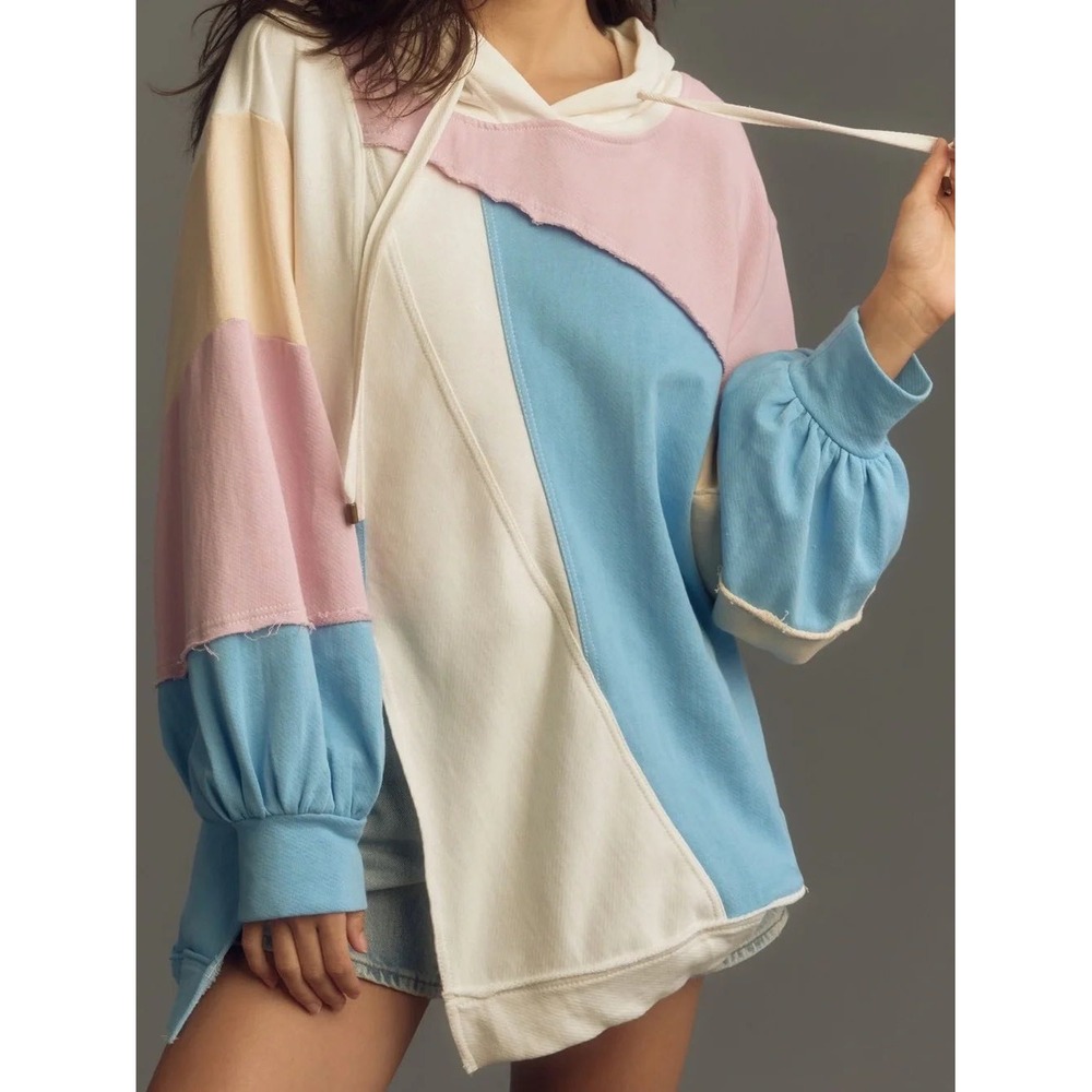 Pilcro Colorblock Hoodie Sweatshirt Patchwork Pastel Womens XXS